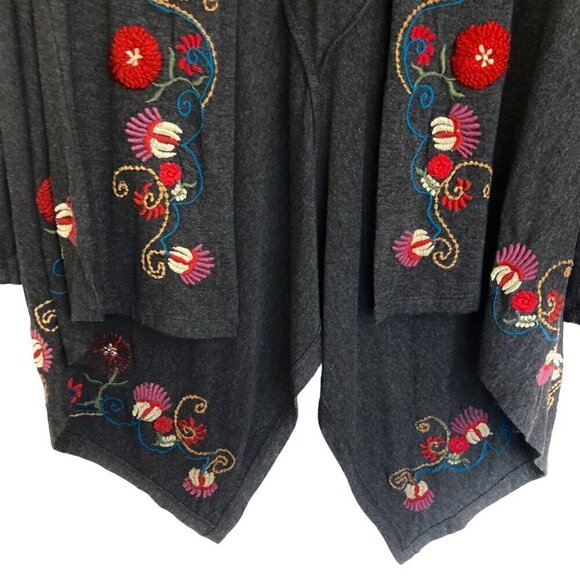 CAITE Embroidered Open Front Waterfall Bohemian Duster Cardigan - Picture 3 of 8